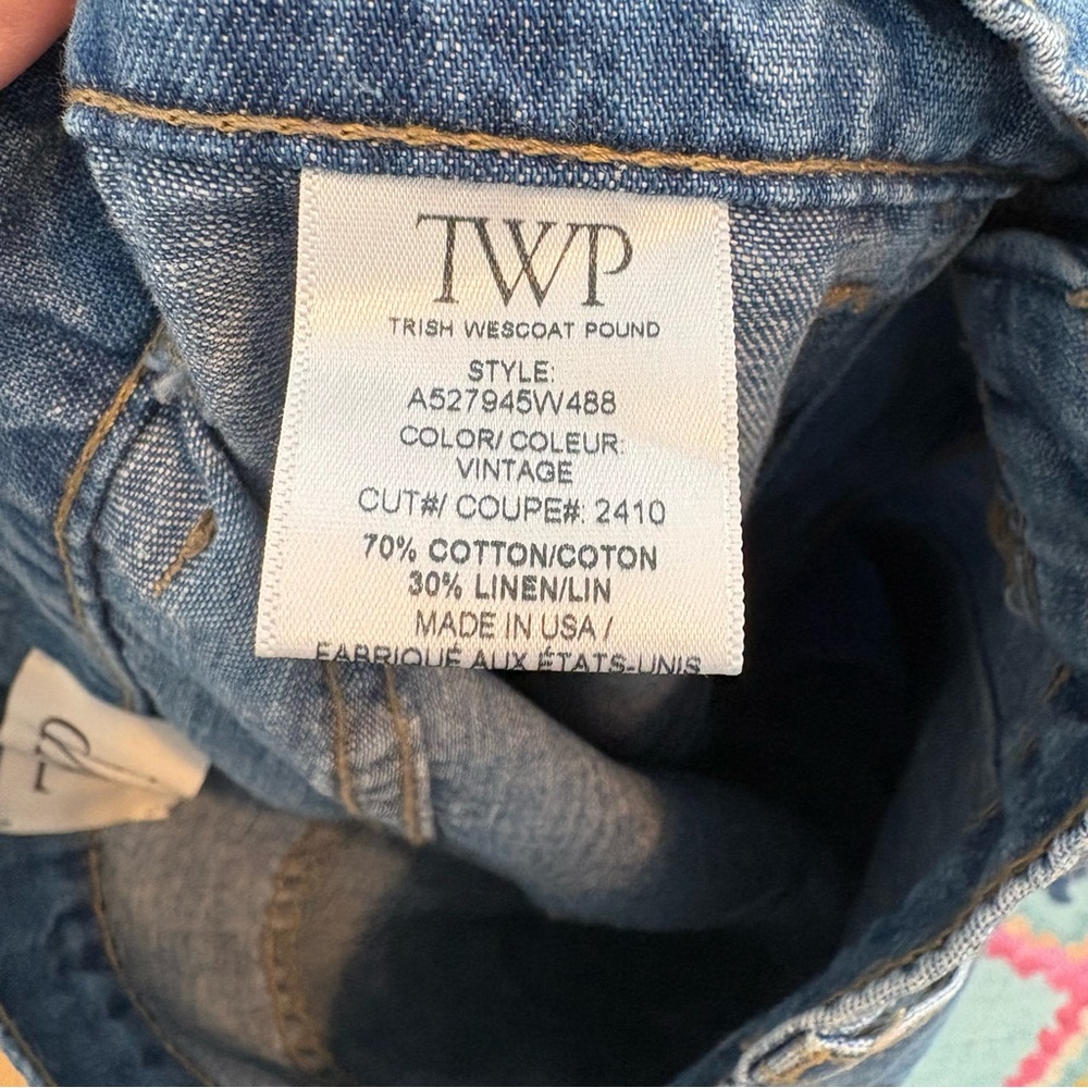 New TWP Mecox beach wide leg linen blend jeans in vintage wash - Picture 11 of 12